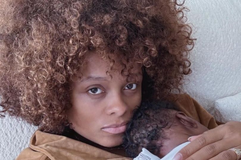 Fleur East with her daughter Nova