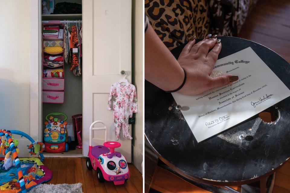 Since losing custody of her daughter in June 2020, M. has prepared a bedroom for the baby and graduated from community college.