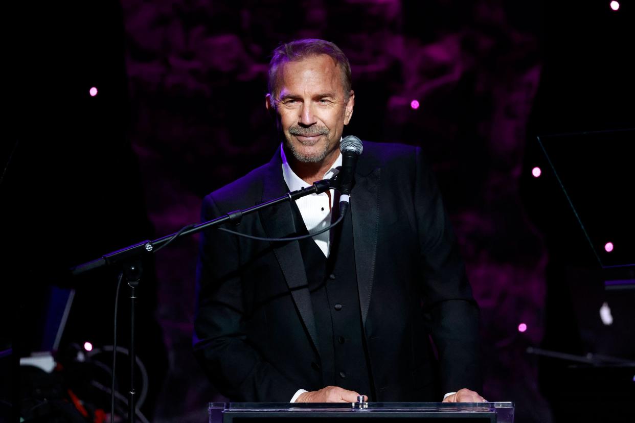 Kevin Costner at the Recording Academy and Clive Davis pre-Grammy gala at the Beverly Hilton hotel in Beverly Hills, California on Feb. 4, 2023.