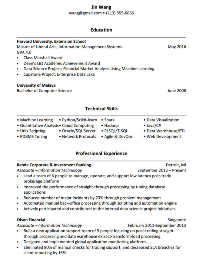 Herramientas en un CV: Harvard dice que este currículum es perfecto