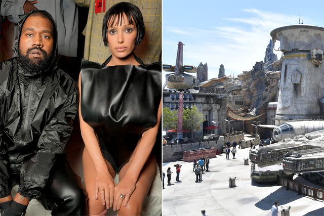 <p>Swan Gallet/WWD via Getty; Amy Sussman/Getty</p> Kanye West and Bianca Censori; Disneyland's Star Wars: Galaxy's Edge