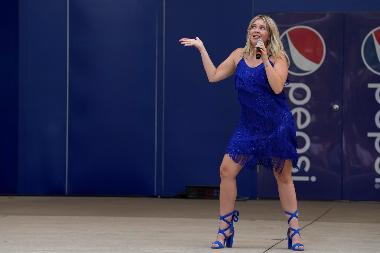 Elle Clark of Humboldt placed first in the senior division during the championship round of the 63rd annual Bill Riley Talent Search Competition held Sunday, Aug. 20, at the 2023 Iowa State Fair. Clark was awarded a $10,000 prize for her vocal solo.