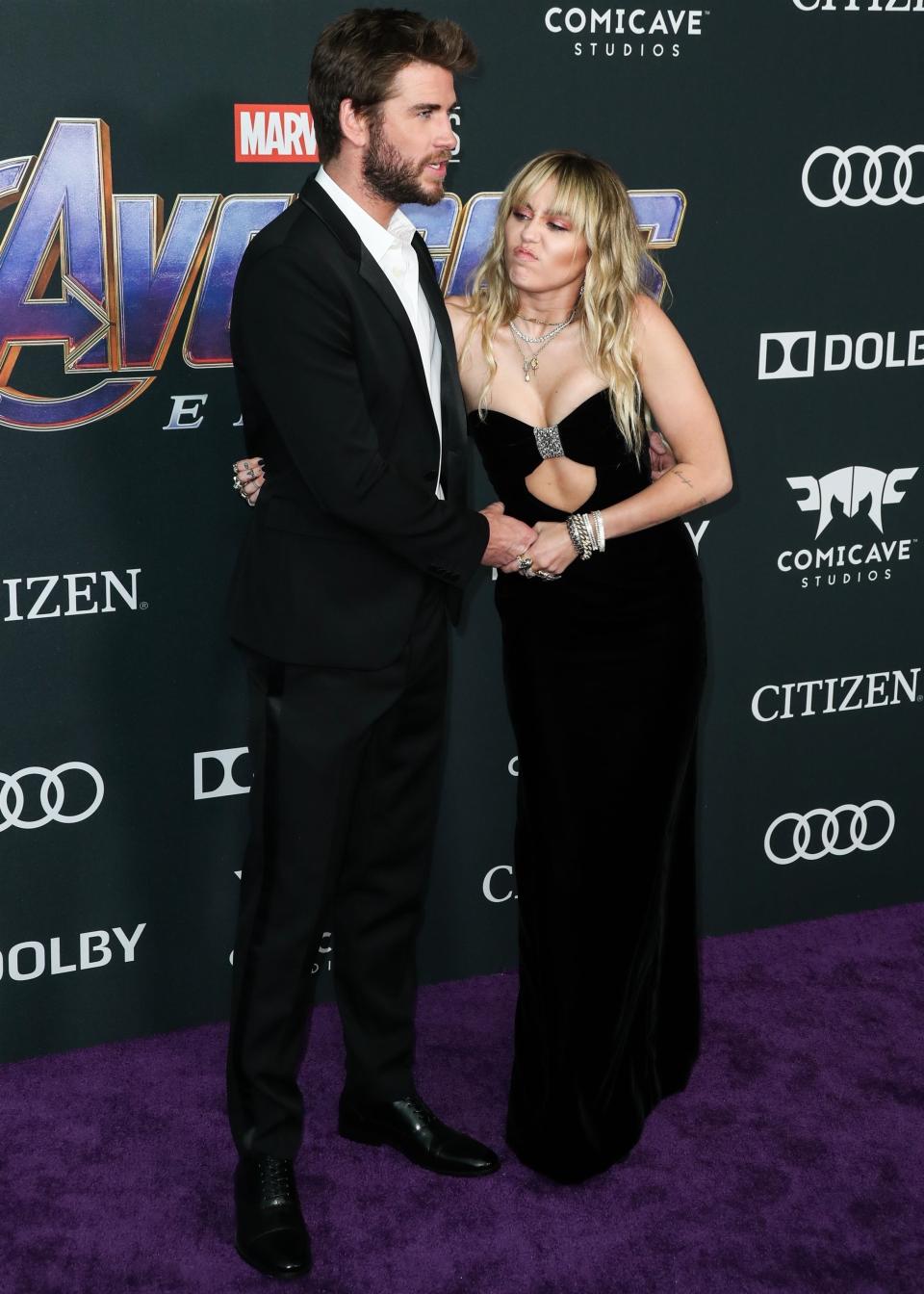 The 26-year-old Nothing Breaks Like A Heart singer posed up a storm with her 29-year-old husband in LA on Monday night for the premiere of Avengers: Endgame. Photo: Backgrid