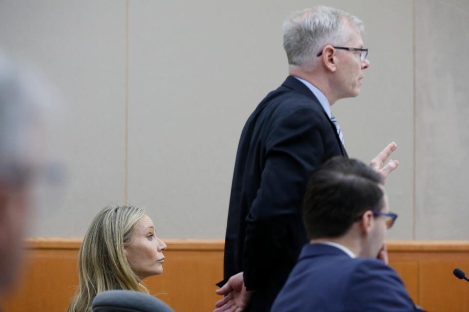 Gwyneth Paltrow sits in court as her attorney speaks on Thursday, March 23, 2023, in Park City, Utah. (AP)