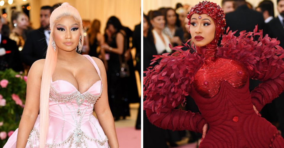 Nicki Minaj and Cardi B at the Met Gala in 2019.