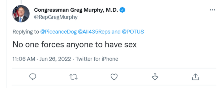 A screenshot of a now-deleted tweet from U.S. Rep. Greg Murphy (R-N.C.).