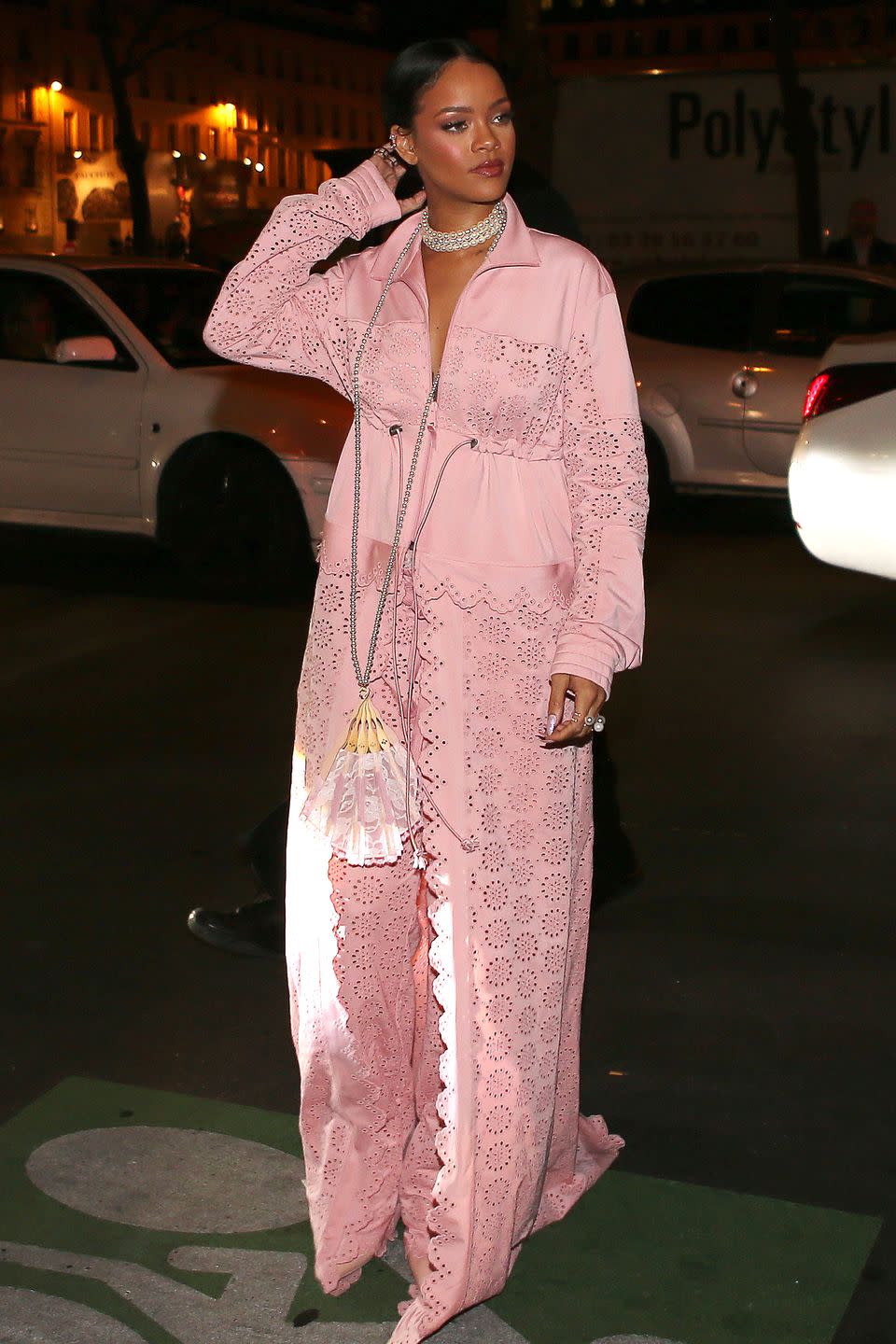 <p>In head-to-toe Fenty x Puma by Rihanna after her fashion show in Paris.</p>