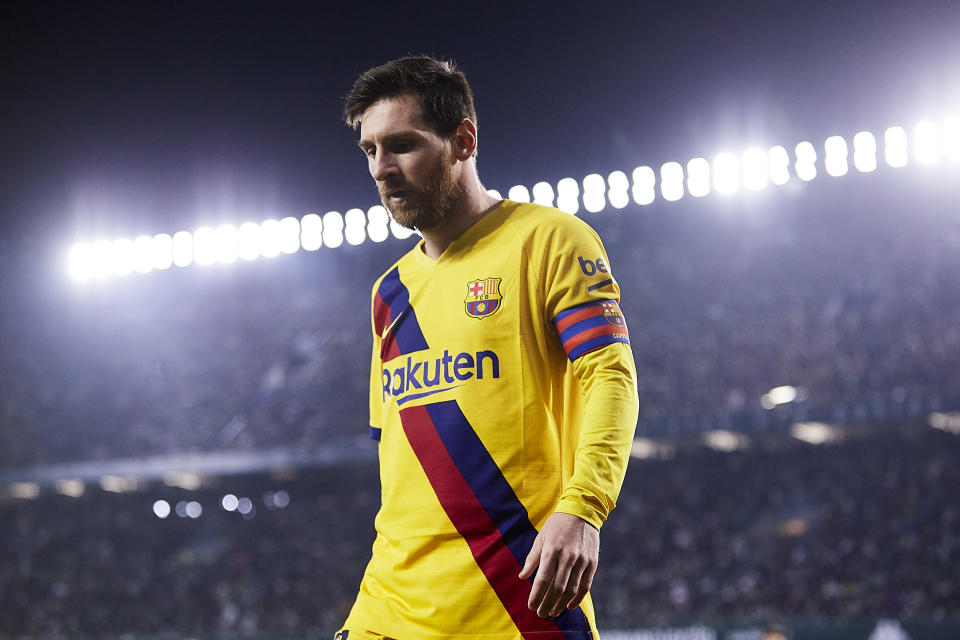 However you want to read it, Lionel Messi is clearly more unsettled than usual at Barcelona. (Photo by Fran Santiago/Quality Sport Images/Getty Images)