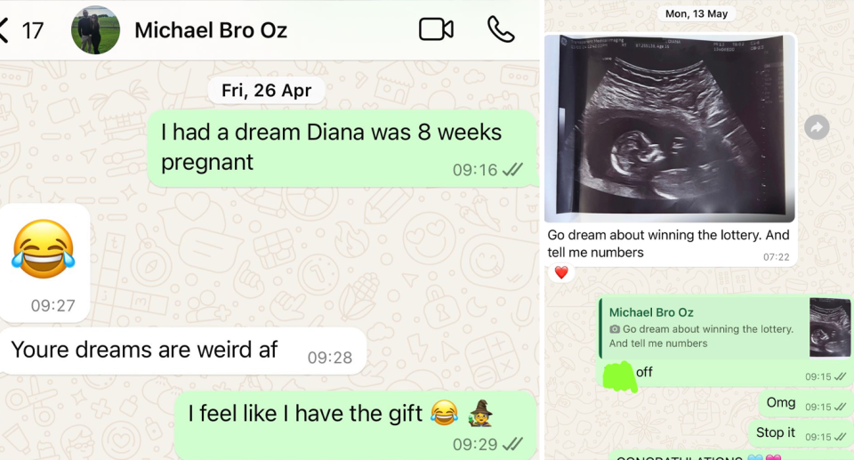 The text exchange between siblings Caoimhe and Michael. 