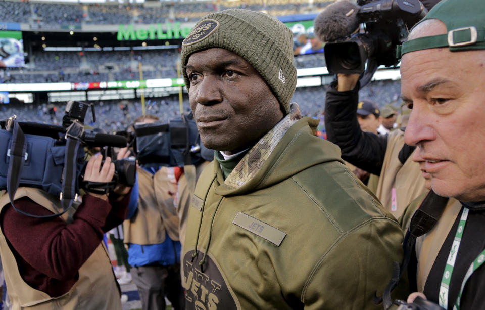 Jets head coach Todd Bowles is heading into the bye week on shaky ground after a crushing 41-10 defeat to the Bills. (AP)