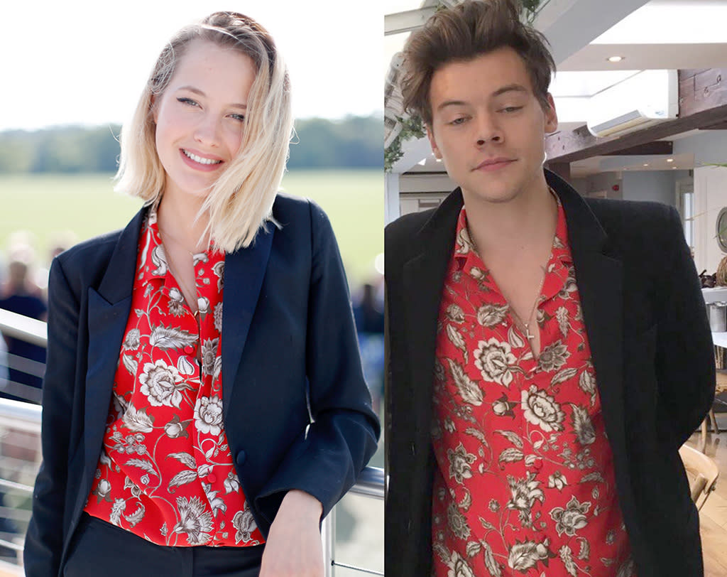 Harry Styles and his rumored new lady, Tess Ward, wear the same red Gucci shirt.