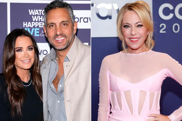 <p>Charles Sykes/Bravo/NBCU Photo Bank via Getty; Rich Polk/Bravo via Getty</p> Kyle Richards with Mauricio Umansky (left) and Sutton Stracke