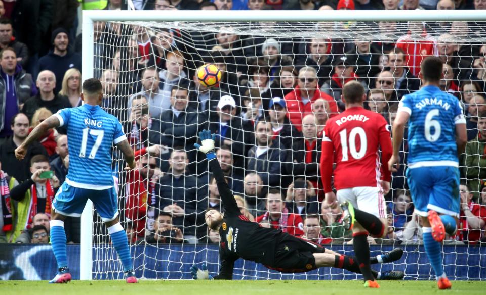 Josh King fires home from the penalty spot