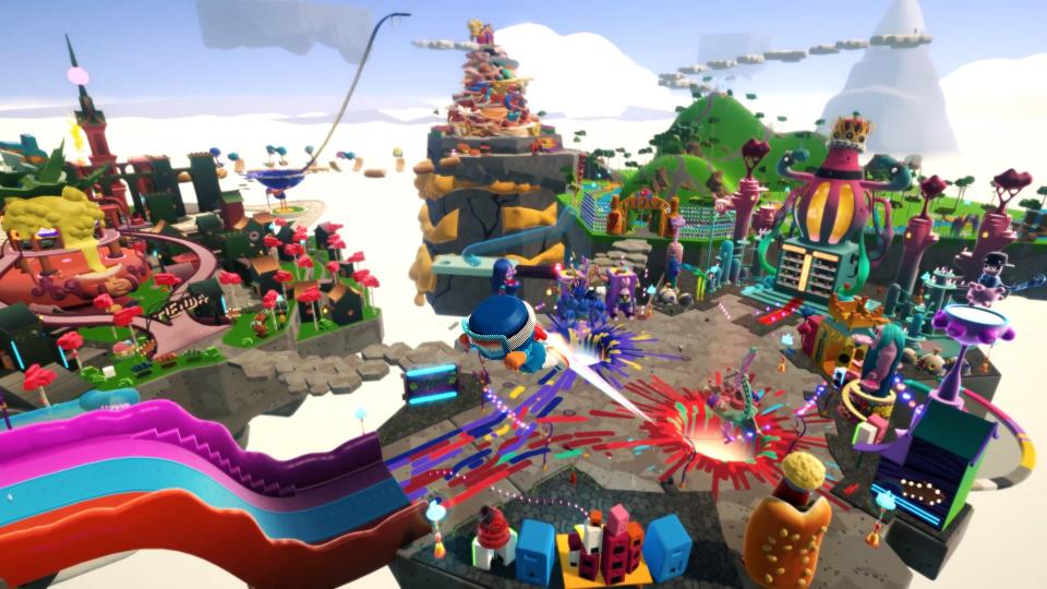 "Blankos Block Party" is an colorful art-filled open-world game where you can explore an ever-growing variety of racing, tag, collection and shooting levels, build your own levels and create competitive mini-parties with friends.