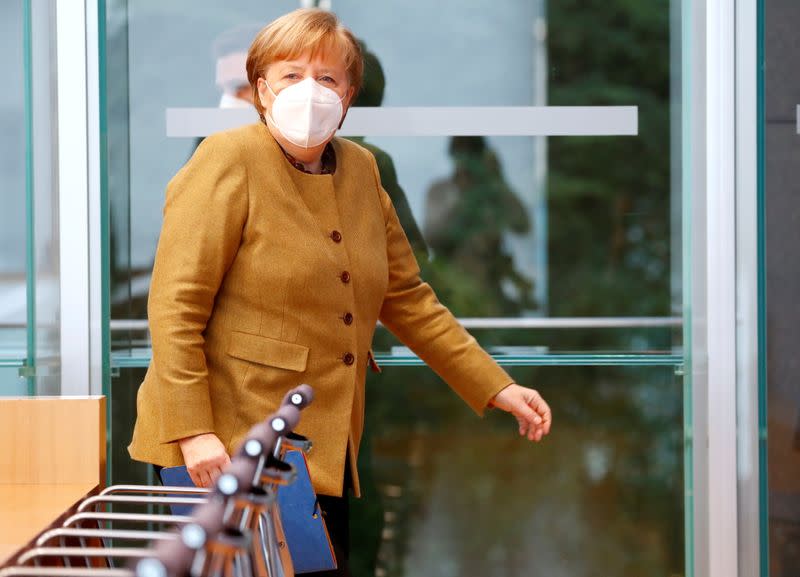 German Chancellor Angela Merkel holds a news conference in Berlin