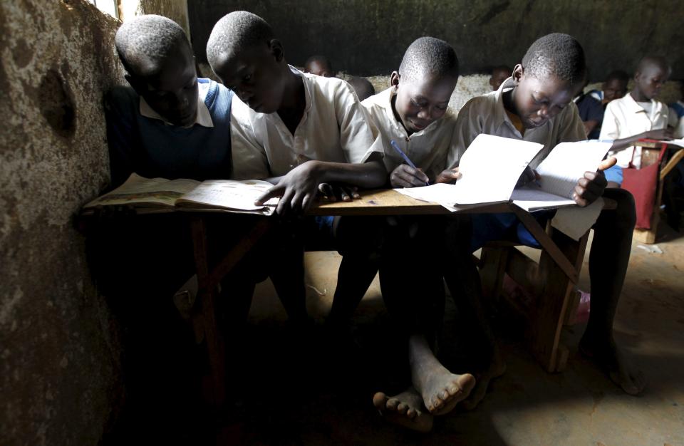 Students attend a class session at the Senator Obama primary school near ancestral home of U.S. President Barack Obama in Nyangoma village in Kogelo