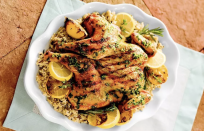 <p>With rosemary, thyme, basil, cilantro and chives, this grilled chicken is both earthy and delicious. The fresh herbs make all the difference, as does the squeeze of fresh lemon juice and a whole head of garlic. </p> <p><a href="https://www.thedailymeal.com/best-recipes/butterflied-herb-lemon-grilled-chicken?referrer=yahoo&category=beauty_food&include_utm=1&utm_medium=referral&utm_source=yahoo&utm_campaign=feed" rel="nofollow noopener" target="_blank" data-ylk="slk:For the Butterflied Herb and Lemon Grilled Chicken recipe, click here.;elm:context_link;itc:0;sec:content-canvas" class="link ">For the Butterflied Herb and Lemon Grilled Chicken recipe, click here.</a></p>