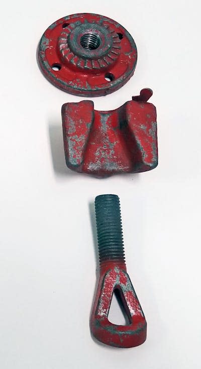 Three large pieces of metal – a nut, a bolt and a specially designed piece that would help carry the load despite ocean movement.