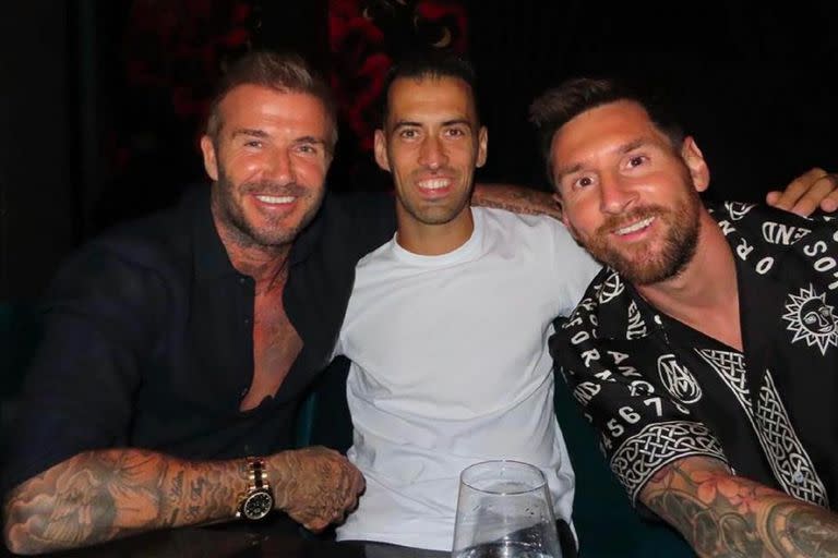 David Beckham junto a Lionel Messi y Sergio Busquets, sus dos fichajes estrella para Inter Miami