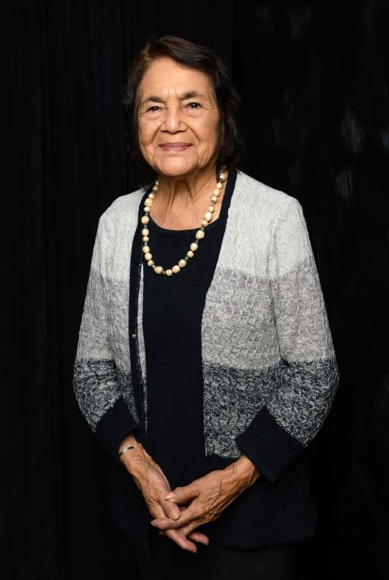Labor activist Dolores Huerta in Los Angeles, Calif., in March 2022. <span class="copyright">Amanda Edwards—Getty Images</span>
