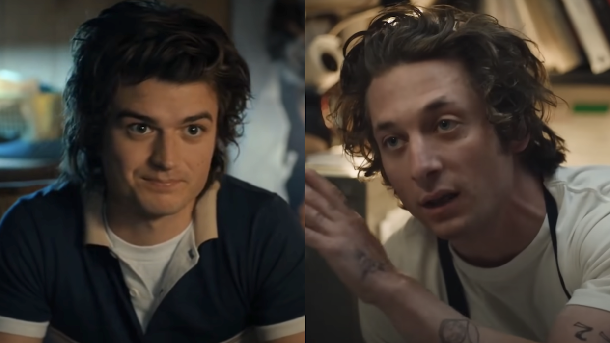  Joe Keery in Stranger Things/Jeremy Allen White in The Bear (side by side). 