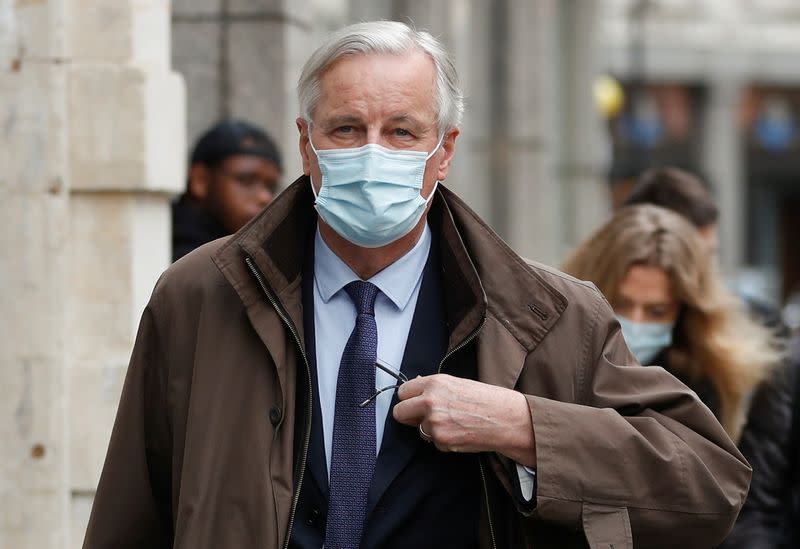 EU chief negotiator Barnier arrives for Brexit talks in London