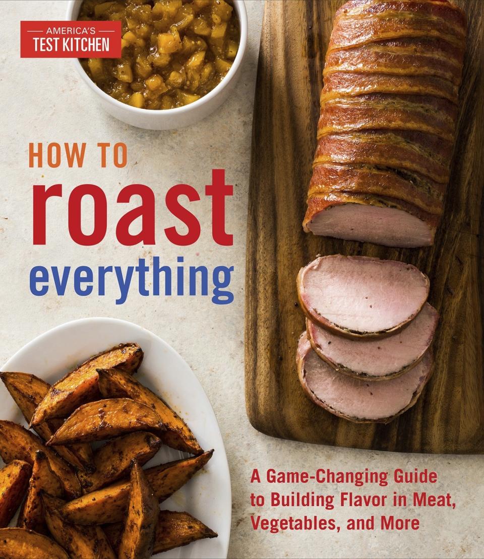This image provided by America's Test Kitchen shows the cover of "How To Roast Everything". (America's Test Kitchen via AP)