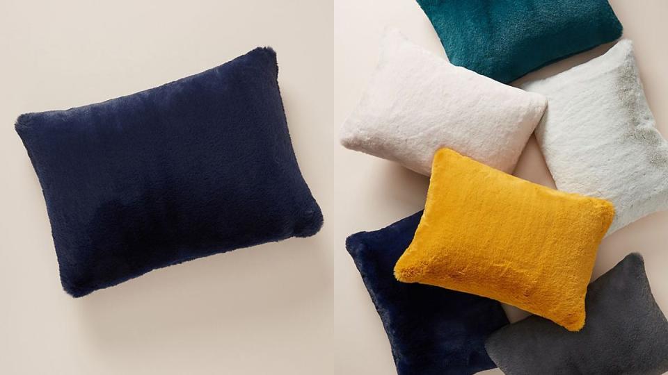 Cuddle early, cuddle often with these fuzzy throw pillows.