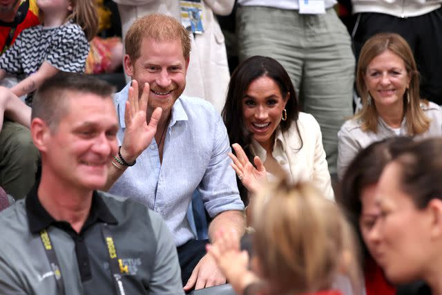 <p>Chris Jackson/Getty Images</p> Meghan Markle and Prince Harry at the 2023 Invictus Games