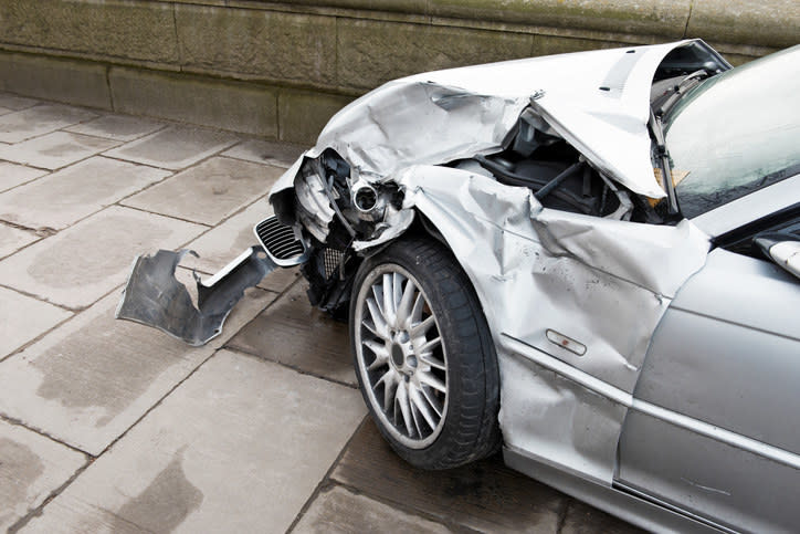 A crushed car