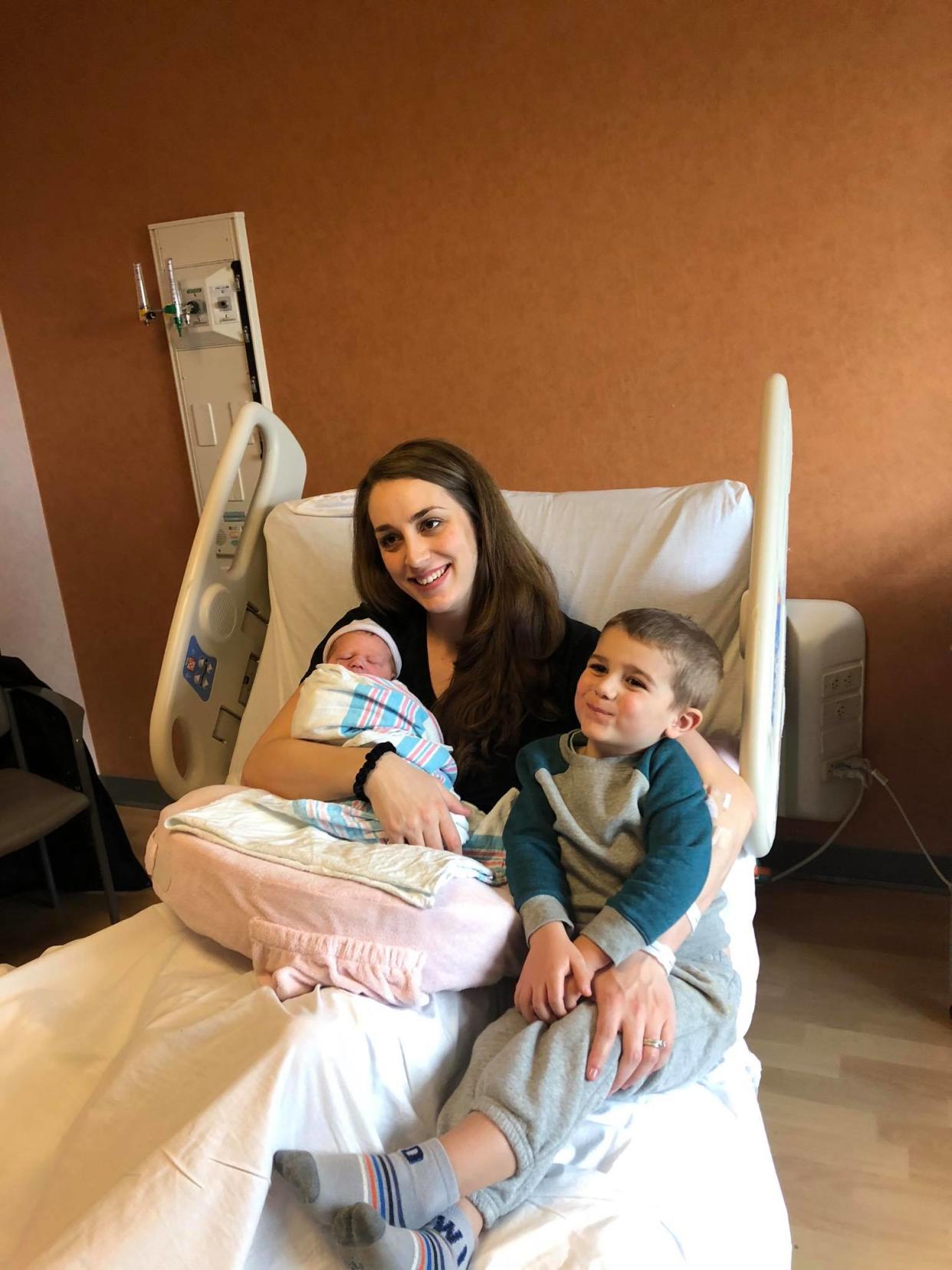 Lindsay Demchak with her two children, both born on Leap Day. (Photo: Dane Demchak) 