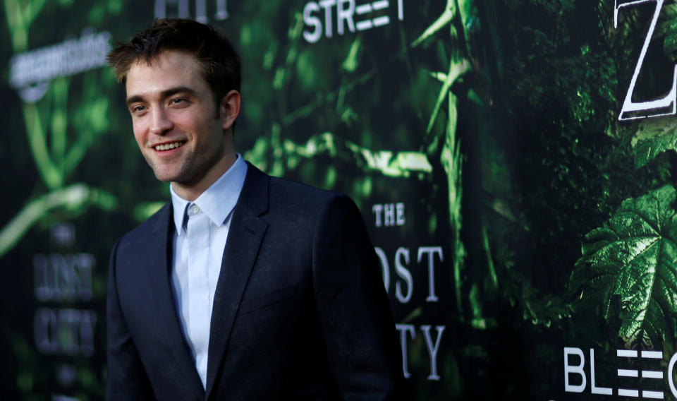 Cast member Robert Pattinson poses at the premiere of the movie "The Lost City of Z" in Los Angeles, California U.S., April 5, 2017.   REUTERS/Mario Anzuoni