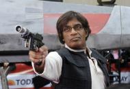 <p>Oh, and you can't forget about Al, who made the perfect Han Solo (fun fact, <a href="https://www.today.com/slideshow/today-s-star-wars-halloween-2009-33549437" rel="nofollow noopener" target="_blank" data-ylk="slk:he's wearing;elm:context_link;itc:0;sec:content-canvas" class="link ">he's wearing</a> Harrison Ford's original blaster, belt, and holster from the <em><a href="https://www.amazon.com/Star-Wars-Digital-film-Collection/dp/B00VJ04TH0/ref=sr_1_1?keywords=star+wars&qid=1569275419&s=gateway&sr=8-1&tag=syn-yahoo-20&ascsubtag=%5Bartid%7C10055.g.29193412%5Bsrc%7Cyahoo-us" rel="nofollow noopener" target="_blank" data-ylk="slk:Star Wars;elm:context_link;itc:0;sec:content-canvas" class="link ">Star Wars</a></em> original trilogy). </p>