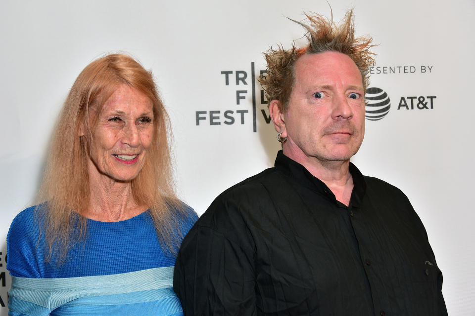 John Lydon pictured with his late wife Nora Forster in 2017. (Getty Images)