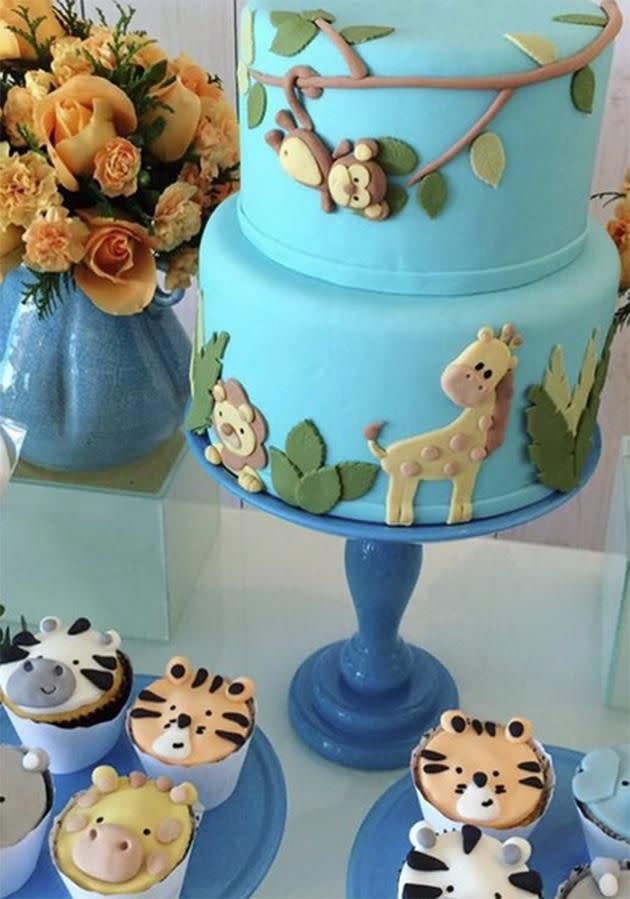 The amazing cake at the safari-themed shower.