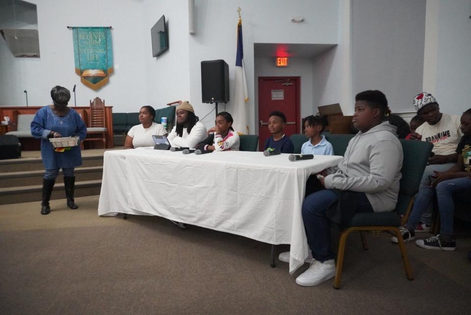 A panel of elementary, middle and high school students participated in a discussion about youth issues during the 2024 Alachua County Empowerment Revival’s Boys and Girls Night Out event held Wednesday at DaySpring Baptist Church.
(Credit: Photo by Voleer Thomas, Correspondent)