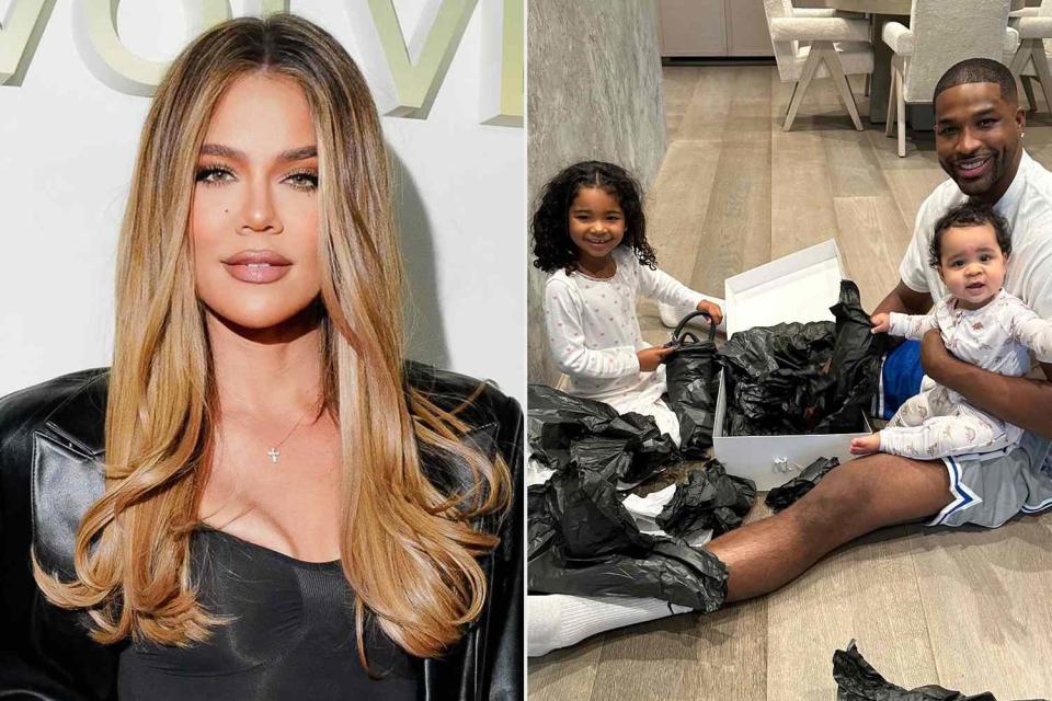 <p>Khloe Kardashian/Instagram</p> Khloé Kardashian (L), Tristan Thompson with son Tatum and daughter True (R)