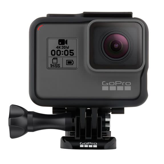 The GoPro Hero 5 in its provided mount.