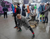 A participant prepares for the "Milestii Mici Wine Run 2019" race, at a distance of 10 km in the world's largest wine cellars in Milestii Mici, Moldova January 20, 2019. Picture taken January 20, 2019. REUTERS/Gleb Garanich