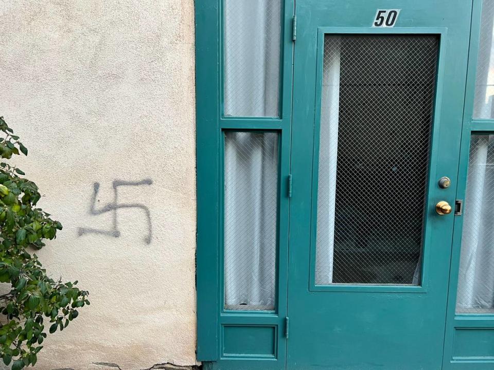 A swastika was spray painted on a wall at the Idaho Building in downtown Boise on the evening of Nov. 12.