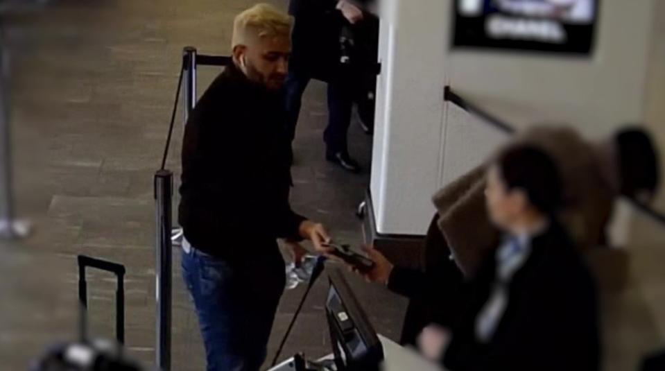 Jovanovic, who bleached his hair blond, was seen arriving at London City Airport wearing a Rolex watch on December 18. (Metropolitan Police)