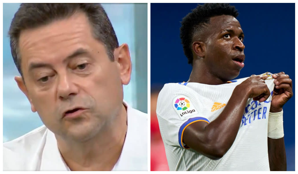 Tomás Roncero desvela las decisiones de Vinicius para no acabar como Robinho. (Fuentes: Twitter/elchiringuitotv y Diego Souto/Quality Sport Images/Getty Images)