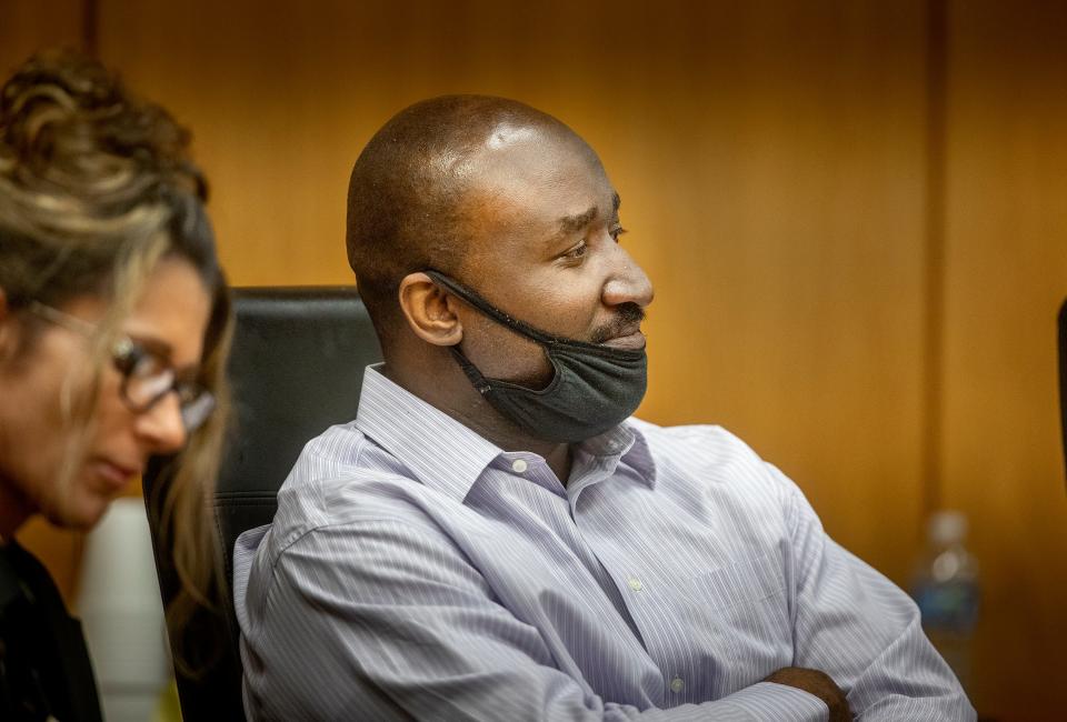 Marcelle Waldon smiles during testimony at his first-degree murder last week in Bartow.
