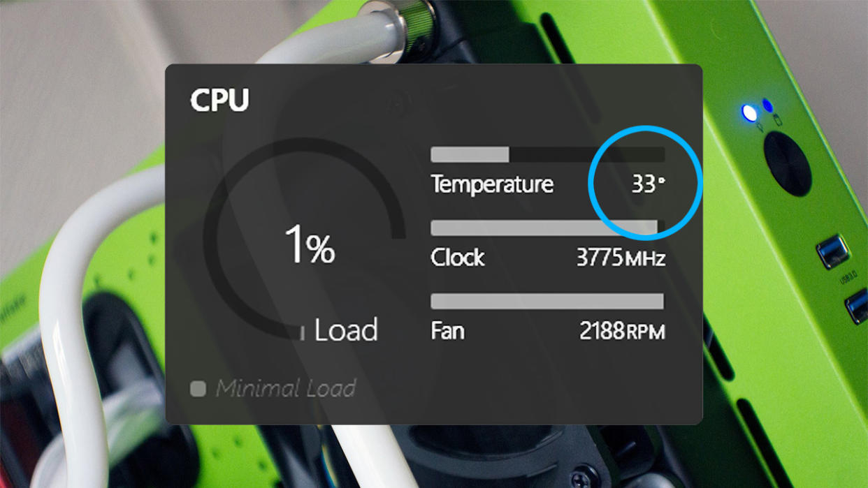  CPU cooler with NZXT temperature display. 