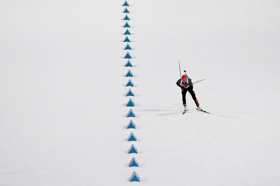 <p>Laura Dahlmeier of Germany competes during the Women’s Biathlon 10km Pursuit on day three of the PyeongChang 2018 Winter Olympic Games at Alpensia Biathlon Centre on February 12, 2018 in Pyeongchang-gun, South Korea. (Photo by Matthias Hangst/Getty Images) </p>