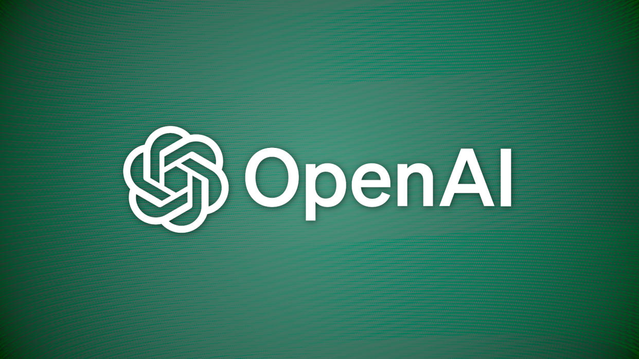  OpenAI logo on green background with slight video degredation. 