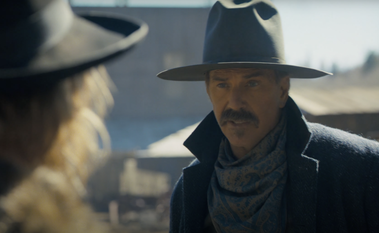 Kevin Costner dressed in Old West garb in the trailer for Horizon.