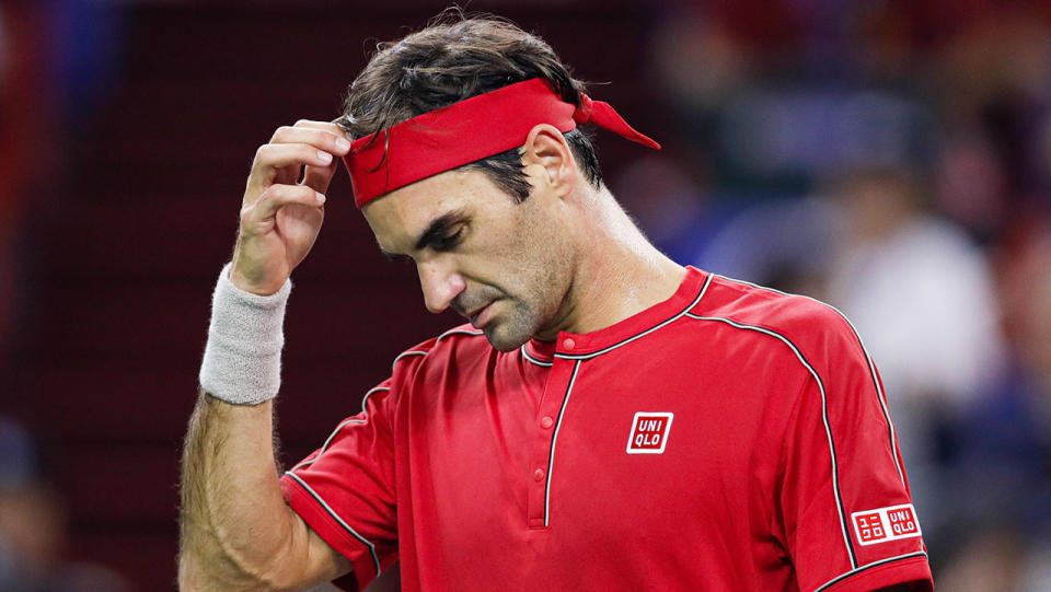 Roger Federer looks dejected against Alexander Zverev.