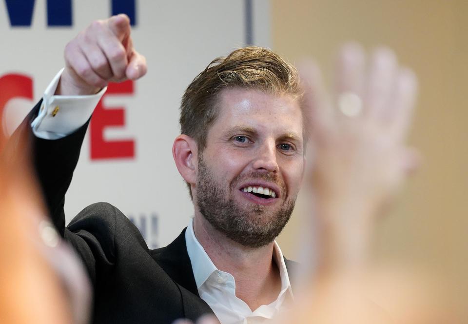 Eric Trump will campaign for his father, President Donald Trump, on Monday in Erie.