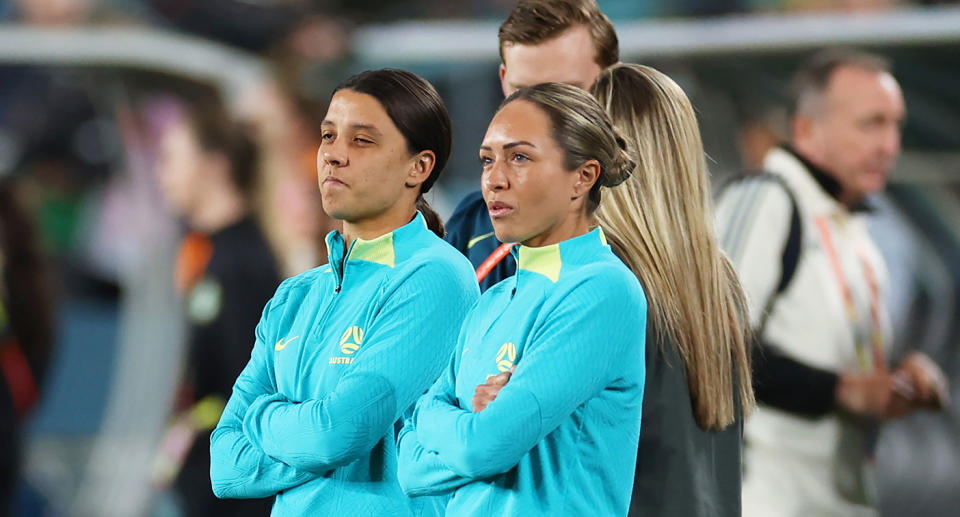 Pictured left to right, Sam Kerr and Kyah Simon.